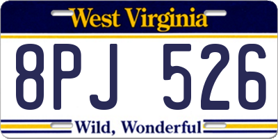 WV license plate 8PJ526