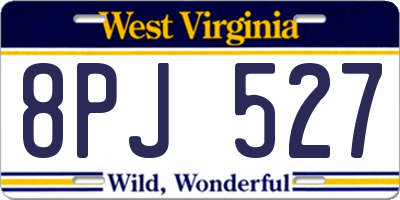 WV license plate 8PJ527