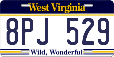 WV license plate 8PJ529