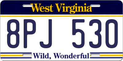 WV license plate 8PJ530