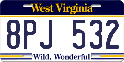 WV license plate 8PJ532