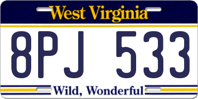 WV license plate 8PJ533