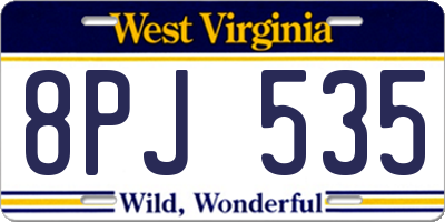 WV license plate 8PJ535