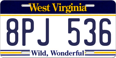 WV license plate 8PJ536