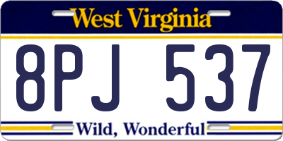 WV license plate 8PJ537