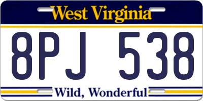 WV license plate 8PJ538