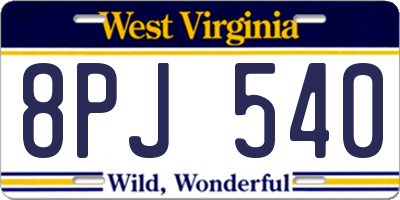 WV license plate 8PJ540