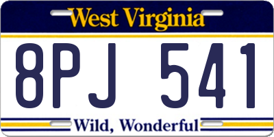 WV license plate 8PJ541