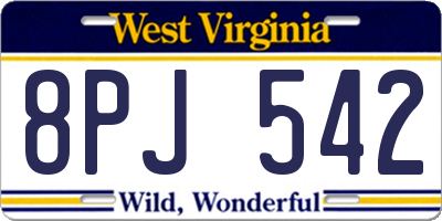 WV license plate 8PJ542