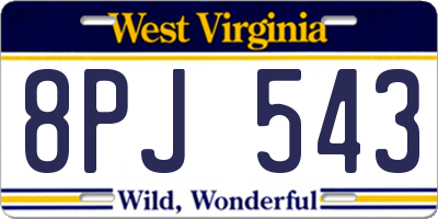 WV license plate 8PJ543