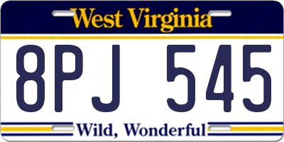 WV license plate 8PJ545