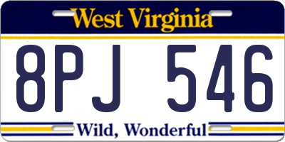 WV license plate 8PJ546