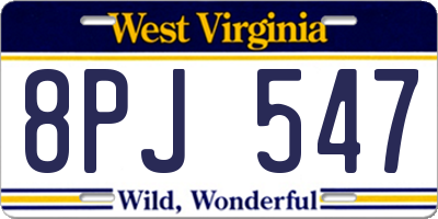 WV license plate 8PJ547