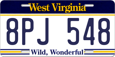 WV license plate 8PJ548