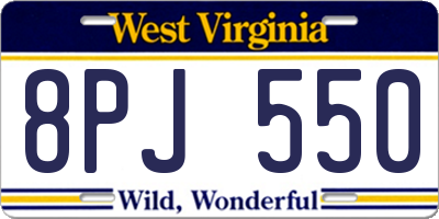 WV license plate 8PJ550
