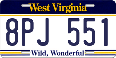 WV license plate 8PJ551