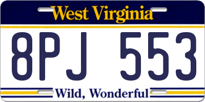 WV license plate 8PJ553