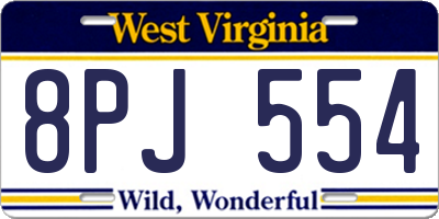 WV license plate 8PJ554