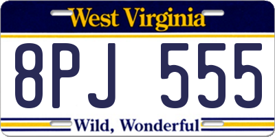 WV license plate 8PJ555