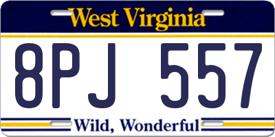WV license plate 8PJ557