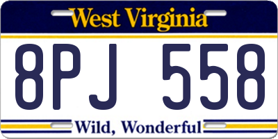 WV license plate 8PJ558