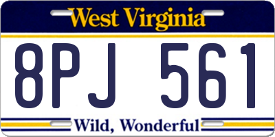 WV license plate 8PJ561