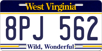 WV license plate 8PJ562