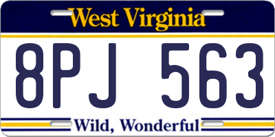 WV license plate 8PJ563