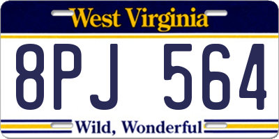 WV license plate 8PJ564