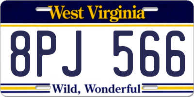 WV license plate 8PJ566