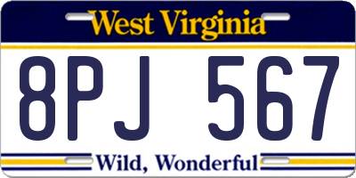 WV license plate 8PJ567