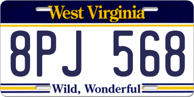 WV license plate 8PJ568