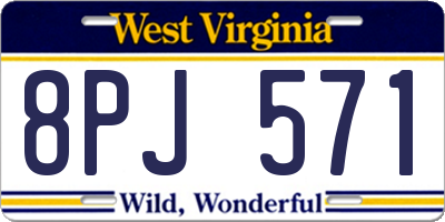 WV license plate 8PJ571