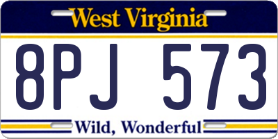 WV license plate 8PJ573