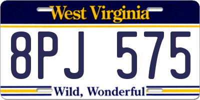 WV license plate 8PJ575