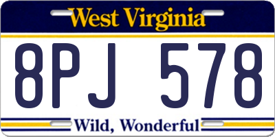 WV license plate 8PJ578