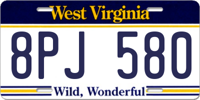 WV license plate 8PJ580