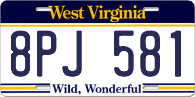 WV license plate 8PJ581