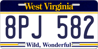 WV license plate 8PJ582