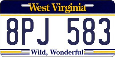 WV license plate 8PJ583