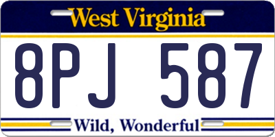 WV license plate 8PJ587