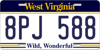 WV license plate 8PJ588
