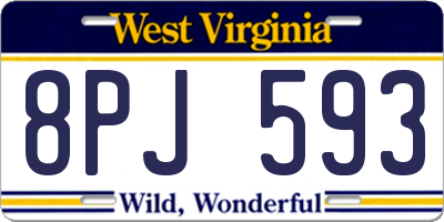 WV license plate 8PJ593