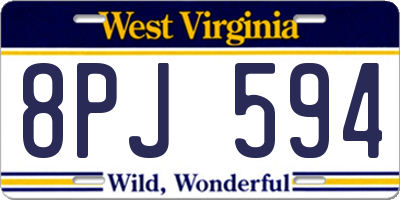 WV license plate 8PJ594