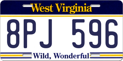 WV license plate 8PJ596