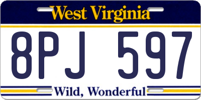 WV license plate 8PJ597
