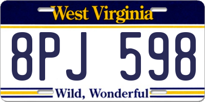 WV license plate 8PJ598