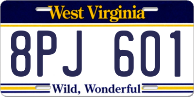 WV license plate 8PJ601