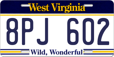 WV license plate 8PJ602