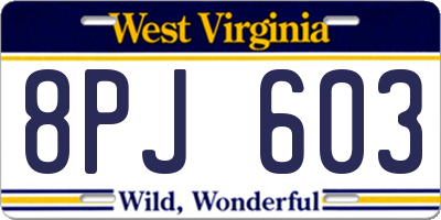 WV license plate 8PJ603